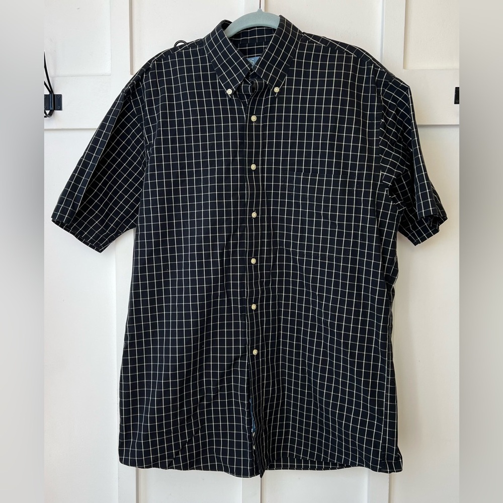 Jos A Bank Black White Plaid Dress Shirt Button Up Down Size Medium Cool (0001)